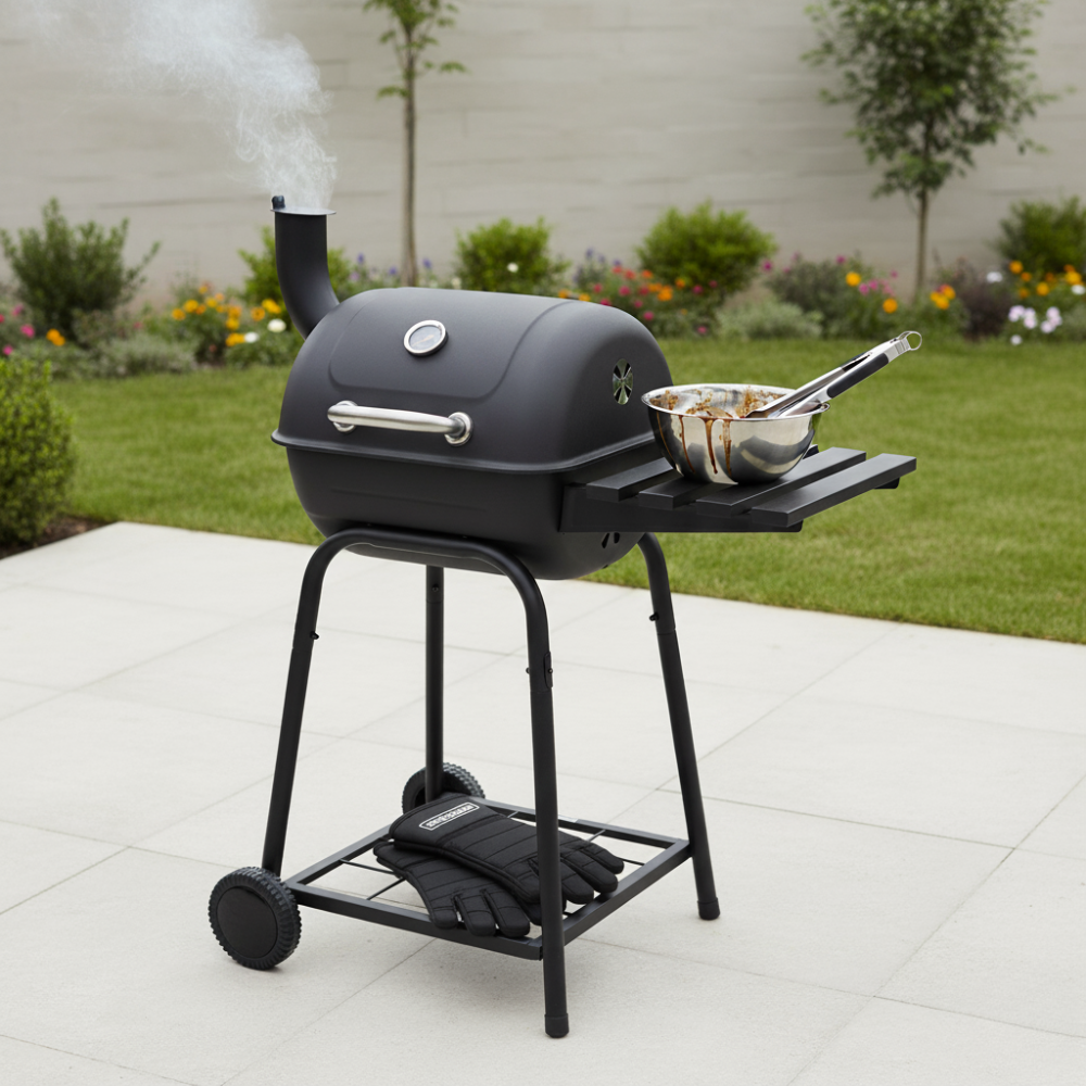 GRILL MARK BẾP NƯỚNG DÙNG THAN & KỆ ĐỂ ĐỒ 55.88CM