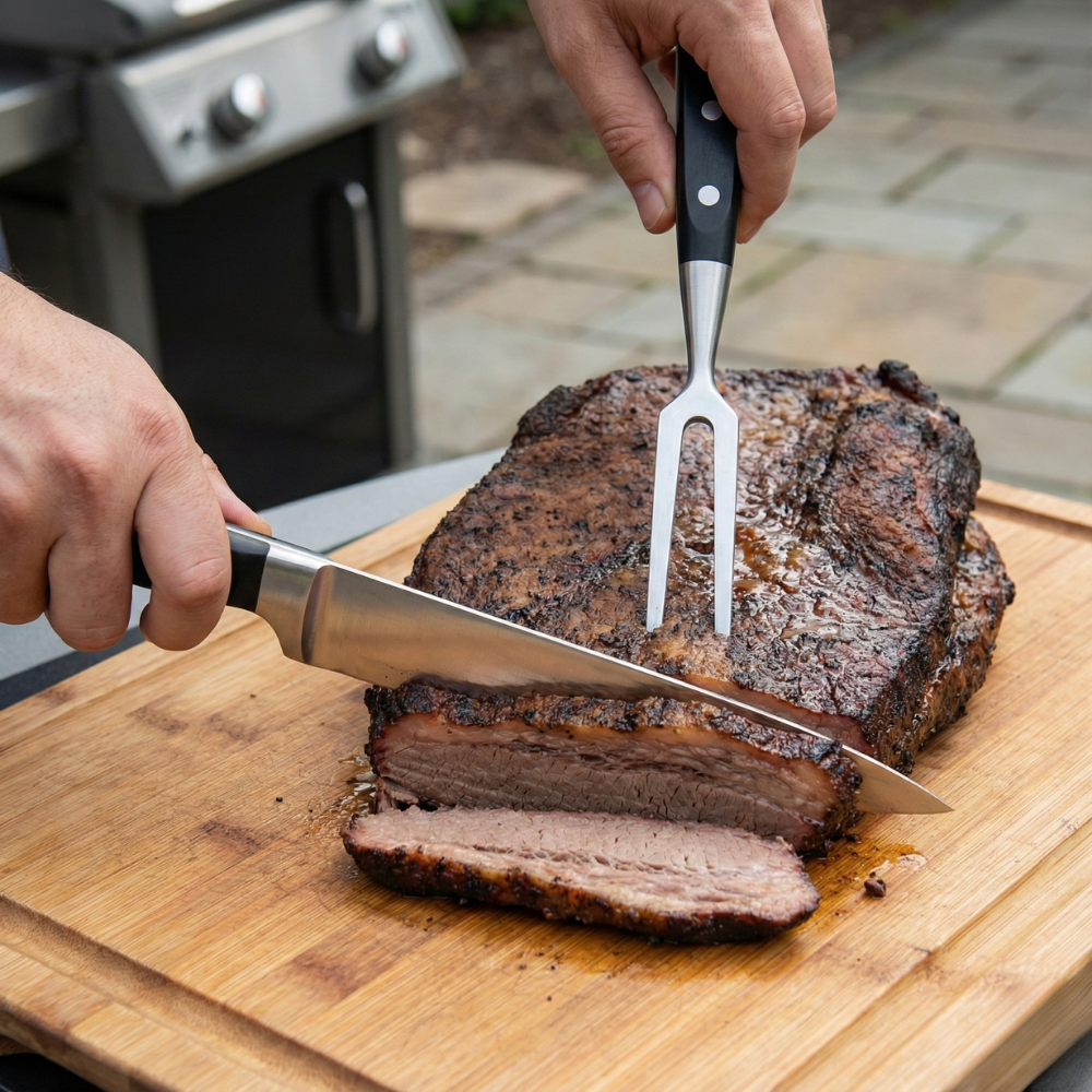 GRILL MARK BỘ 2 DỤNG CỤ DAO VÀ NĨA BẰNG THÉP