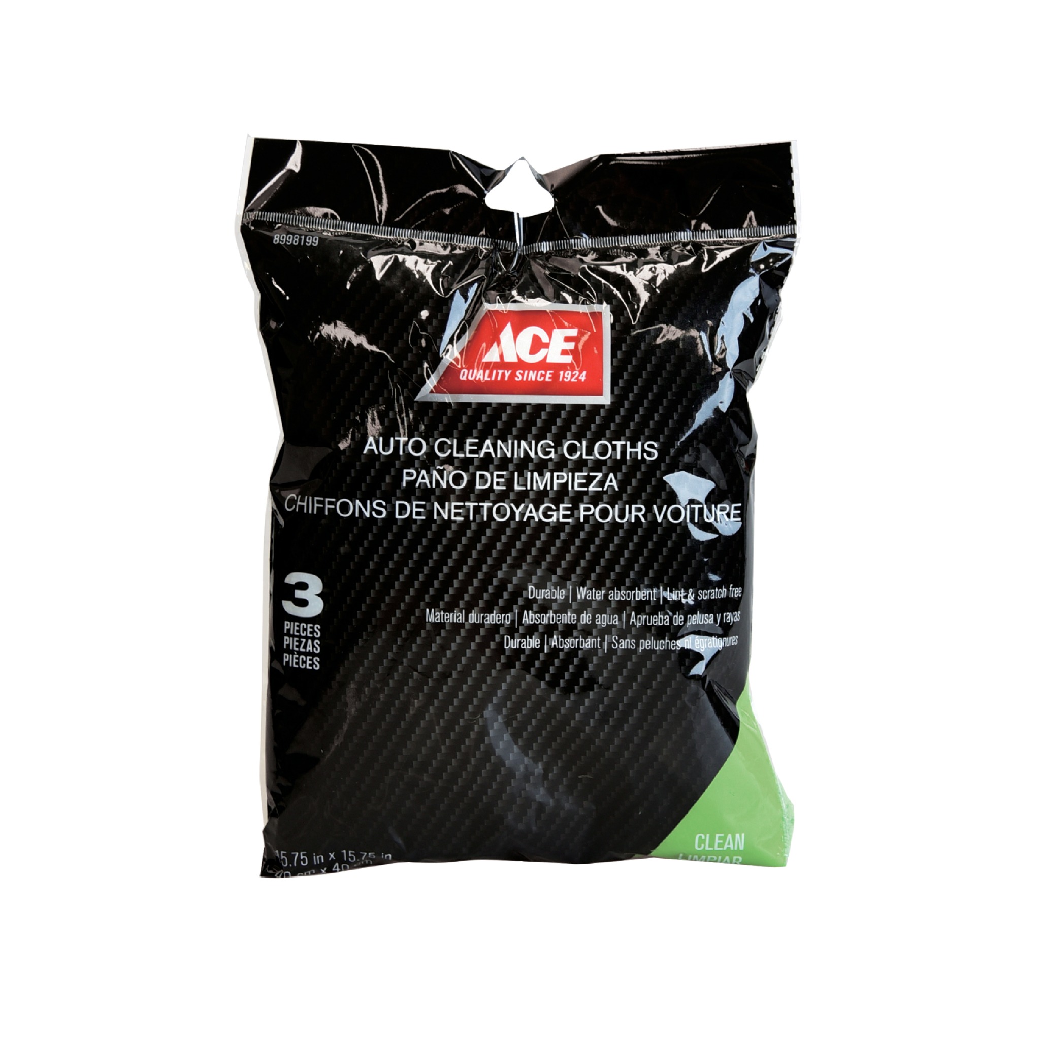 ACE GÓI 3 KHĂN LAU XE 40X40CM POLYESTER NHIỀU MÀU