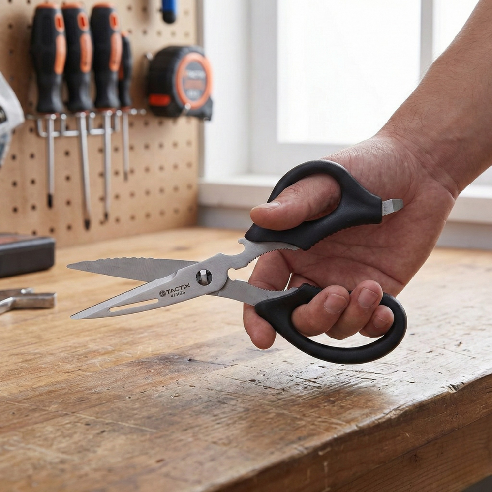 KÉO CẮT ĐA NĂNG CÁN ĐEN TACTIX 220MM BẰNG THÉP