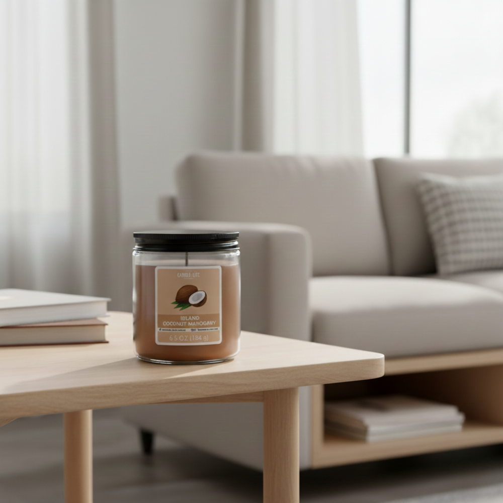 LỌ NẾN THƠM CANDLE-LITE HƯƠNG DỪA TƯƠI&GỖ GỤ 184G