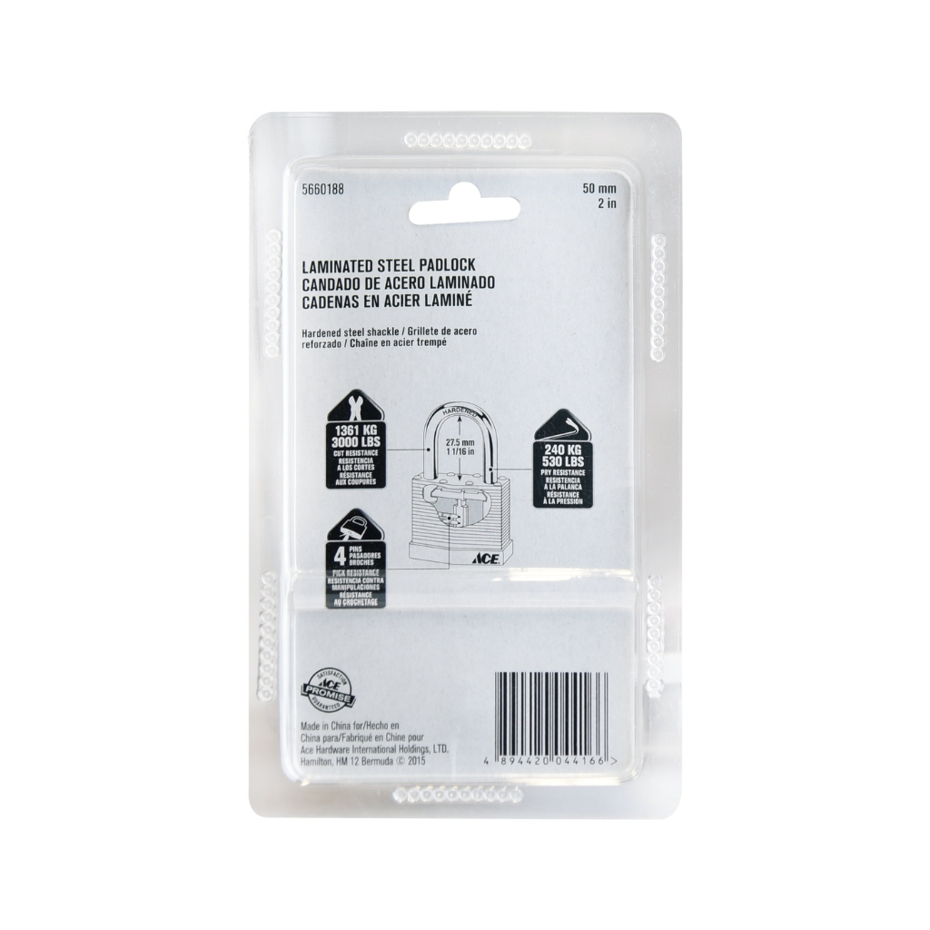 ACE Ổ KHÓA THÉP GHÉP LỚP 50MM MẠ CROM KÈM CHÌA