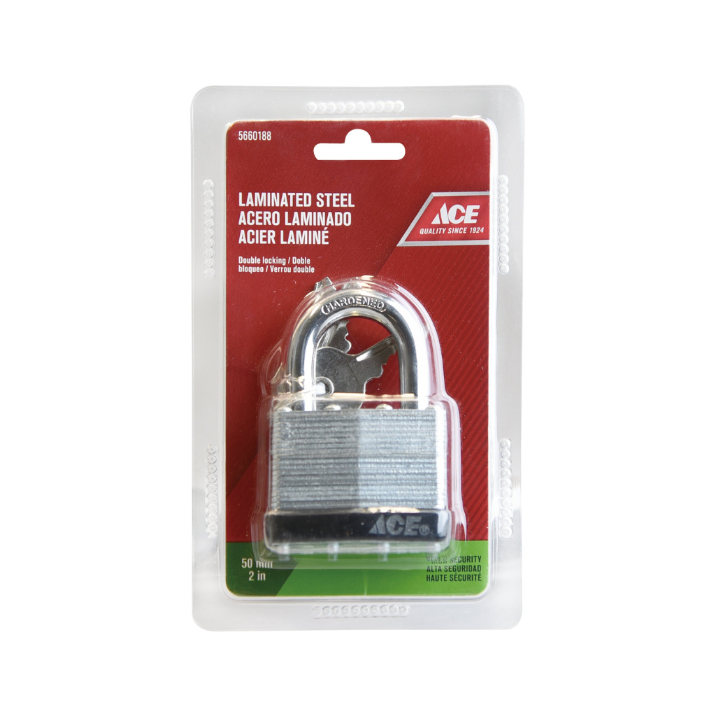 ACE Ổ KHÓA THÉP GHÉP LỚP 50MM MẠ CROM KÈM CHÌA