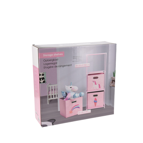KỆ ĐỂ ĐỒ 3 TẦNG MÀU HỒNG KÈM NGĂN CHỨA ĐỒ KOOPMAN