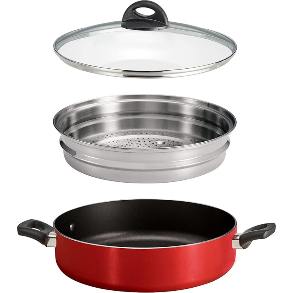 TRAMONTINA CHẢO NHÔM CHỐNG DÍNH KÈM KHAY HẤP 3.78L