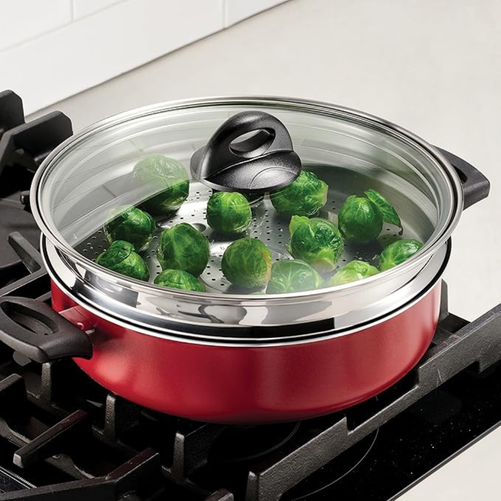 TRAMONTINA CHẢO NHÔM CHỐNG DÍNH KÈM KHAY HẤP 3.78L