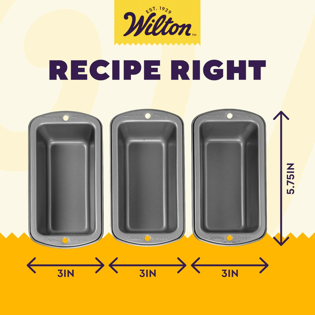 WILTON BỘ 3 KHUÔN NƯỚNG BÁNH MÌ MINI CHỐNG DÍNH