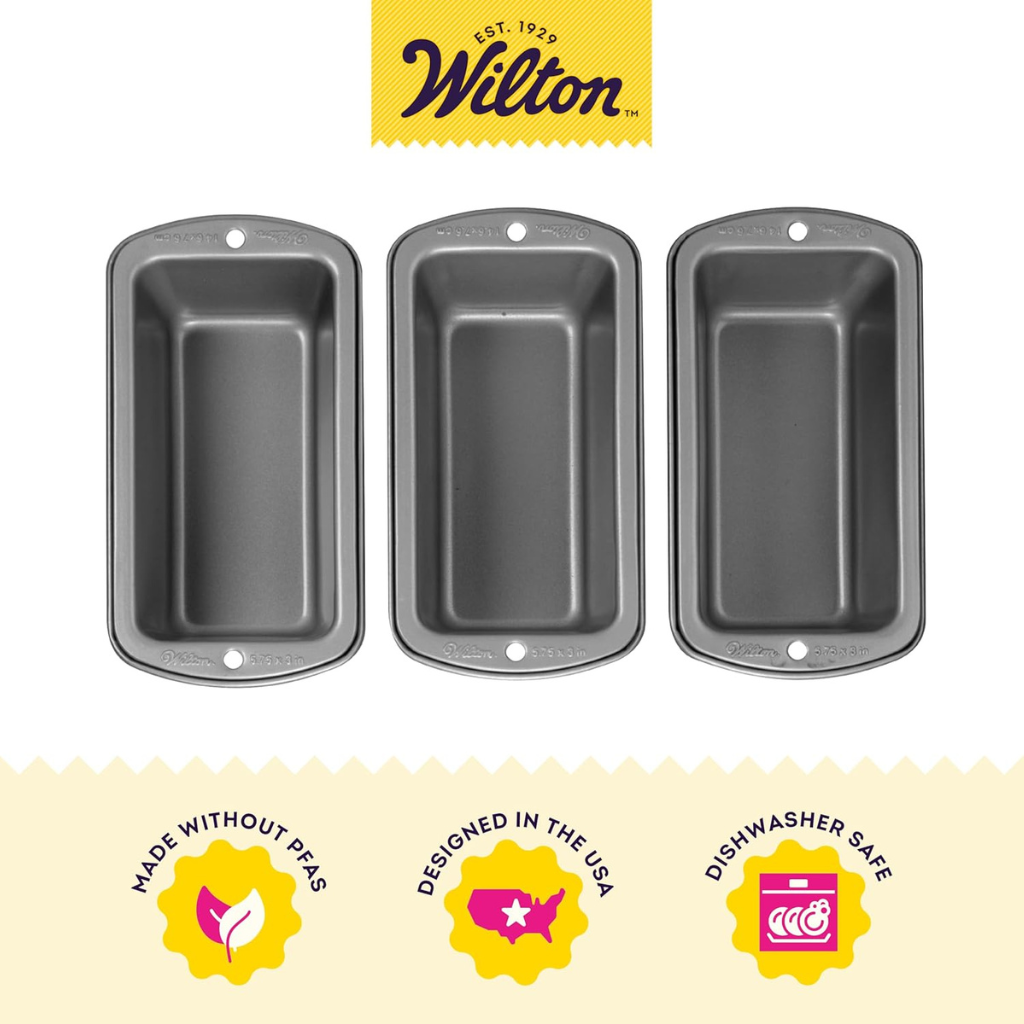 WILTON BỘ 3 KHUÔN NƯỚNG BÁNH MÌ MINI CHỐNG DÍNH