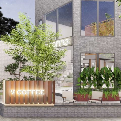 THIẾT KẾ CẢNH QUAN SÂN VƯỜN QUÁN CÀ PHÊ V-COFFEE