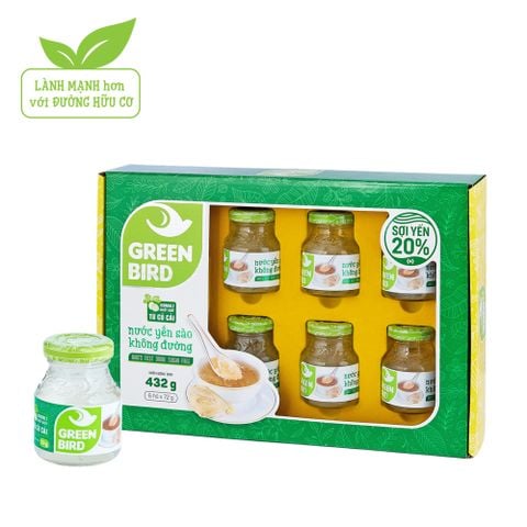  Nước Yến Sào Không Đường Green Bird 72g - Hộp quà 6 hũ 