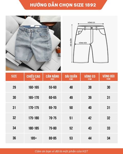 Quần Short Jeans Urban Ride 1892 