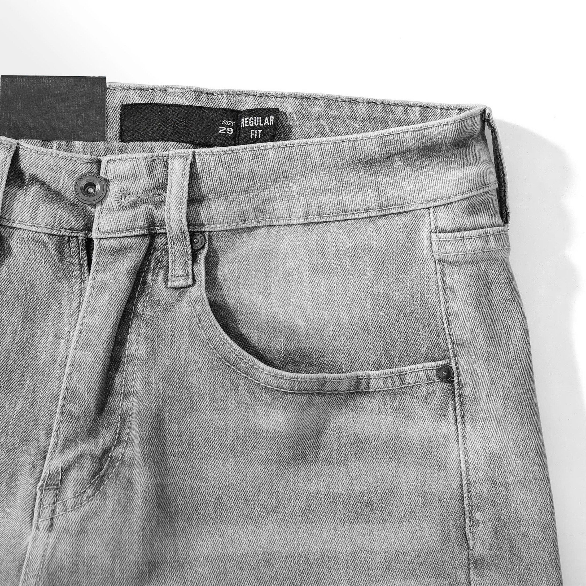  Quần Jeans Wash Xám Regular Fit 1913 