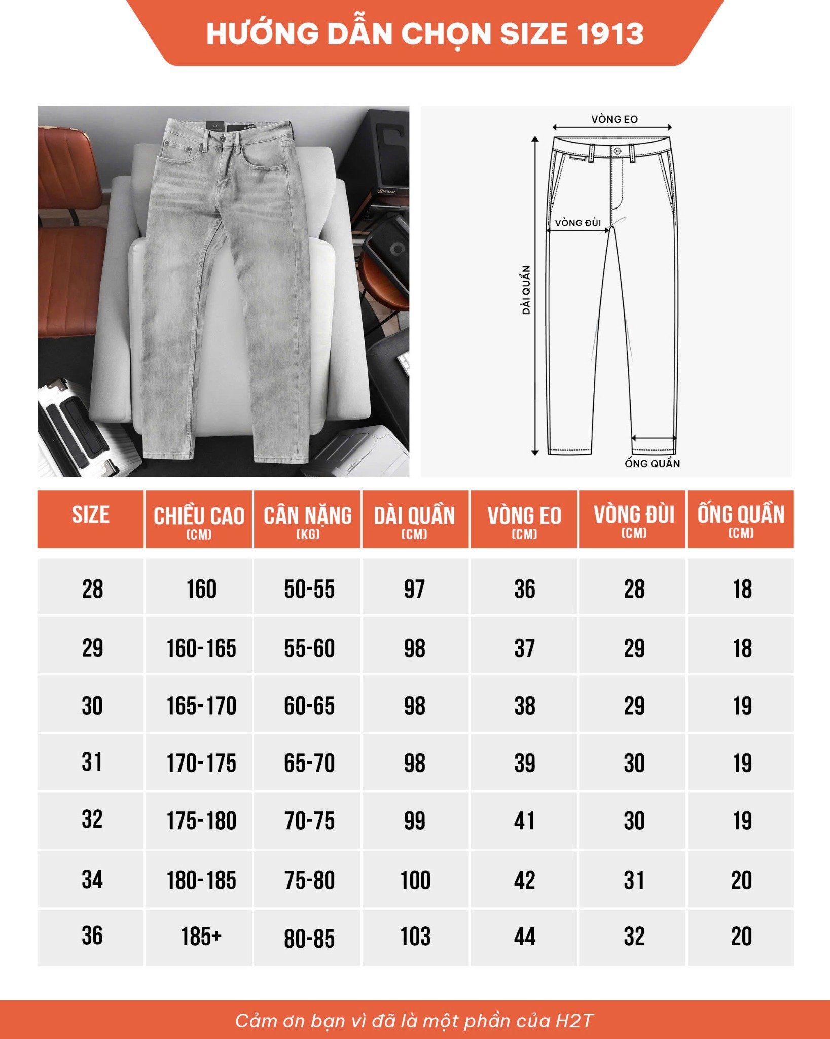  Quần Jeans Wash Xám Regular Fit 1913 