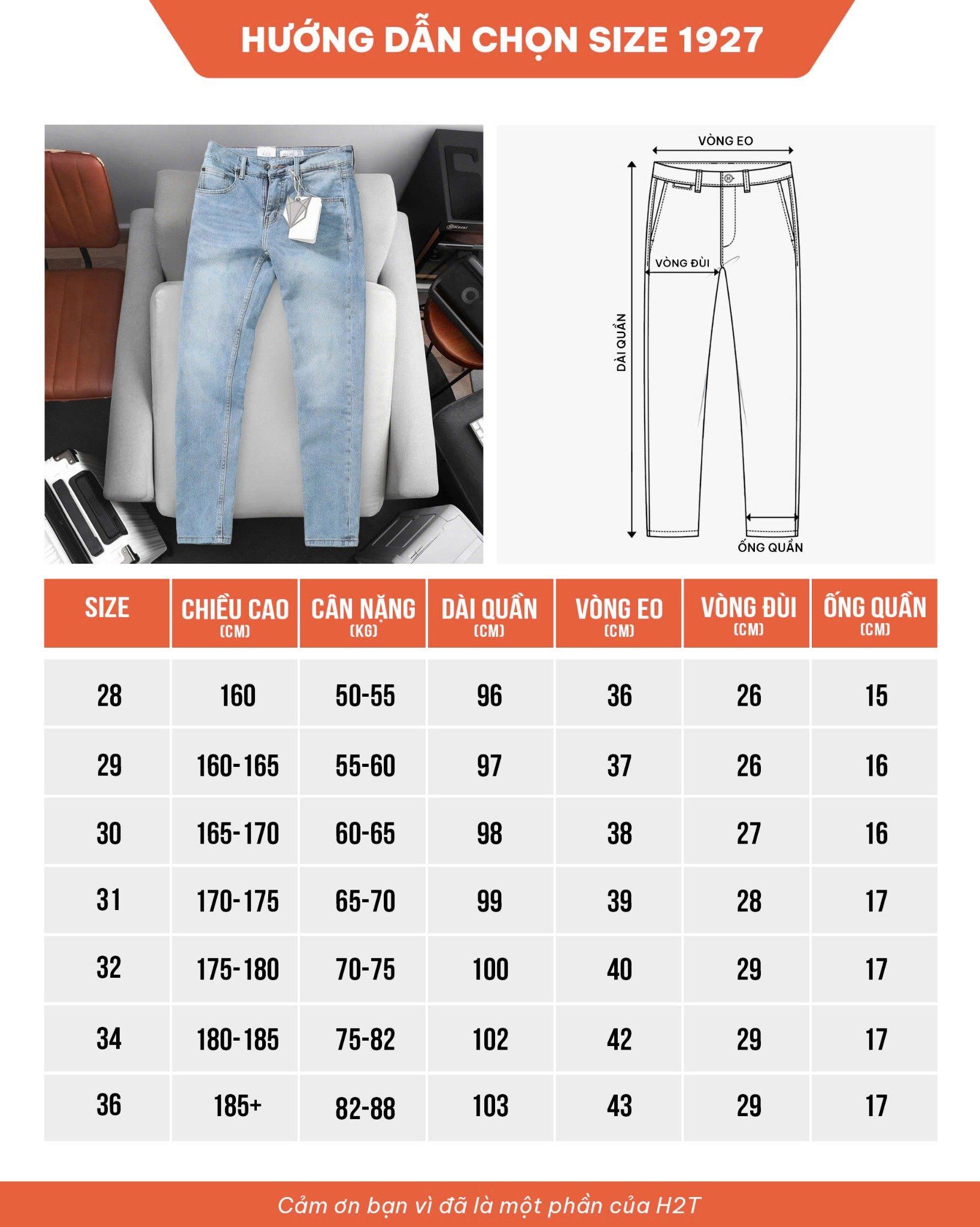  Quần Jeans Slimfit Light Blue 1927 