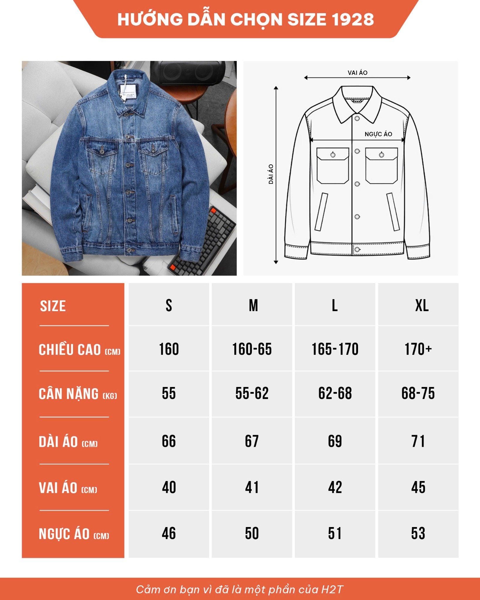  Áo Khoác Jean Slim Fit 1928 