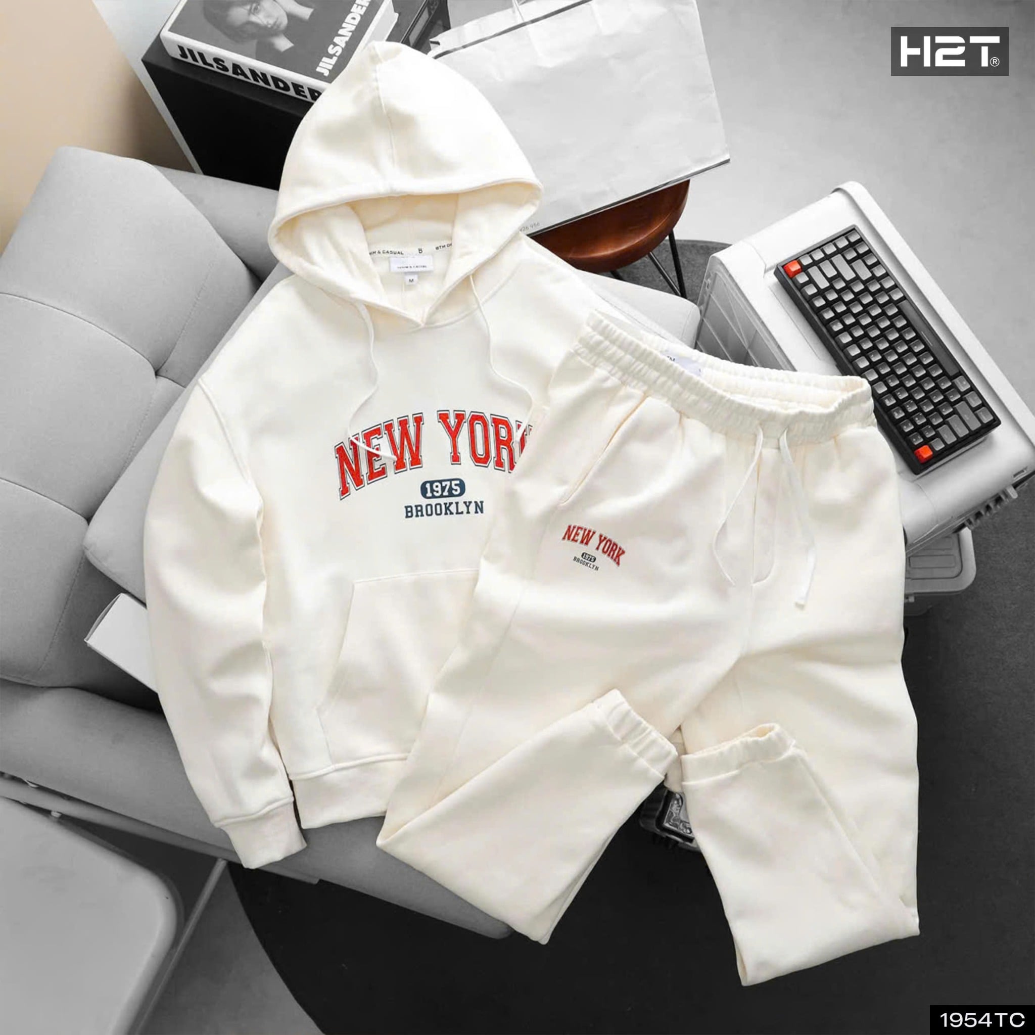 Bộ Nỉ Hoodie In Chữ 1954