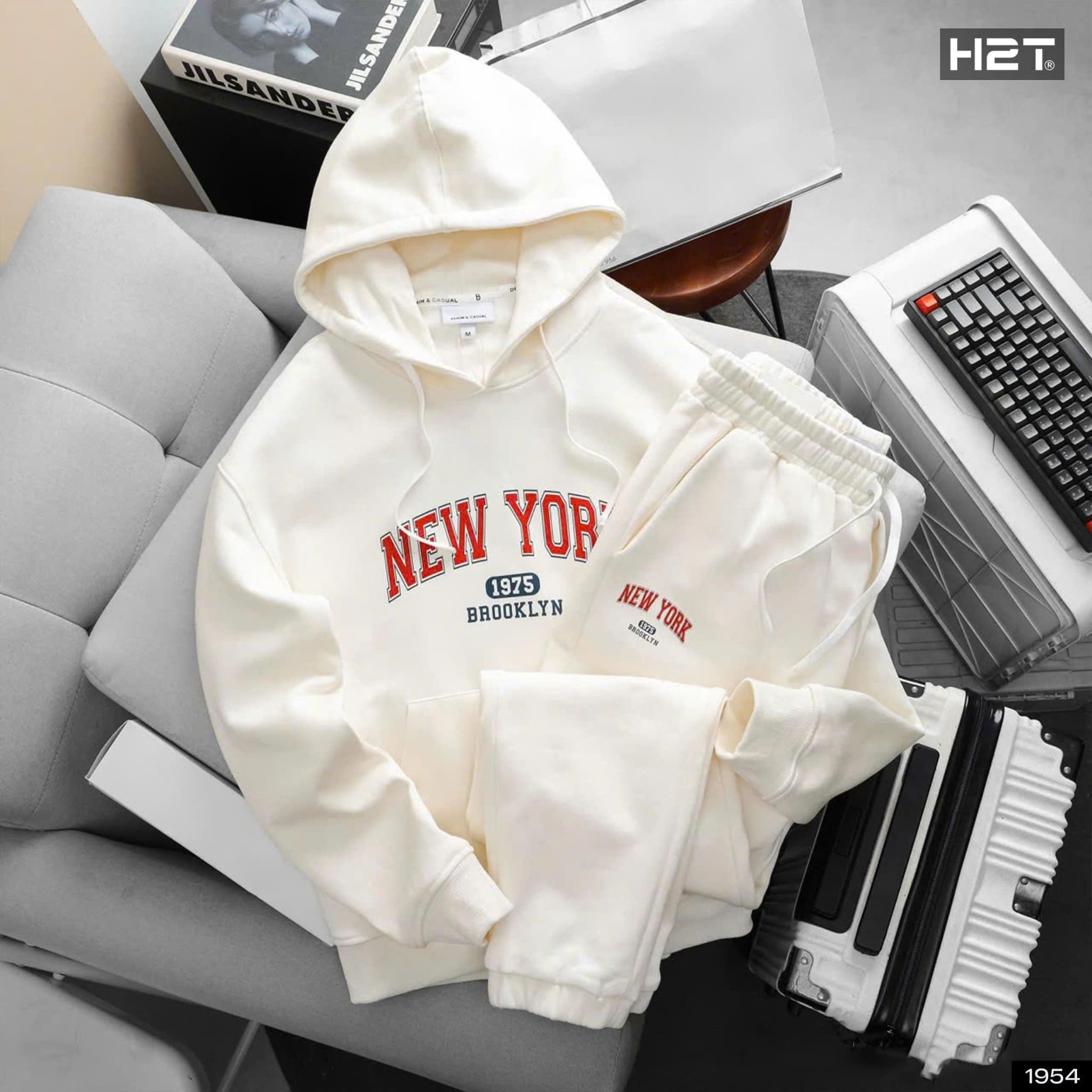  Bộ Nỉ Hoodie In Chữ 1954 