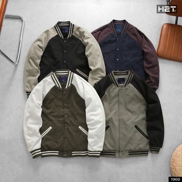  Áo Bomber Dạ Phối Tay Raglan 1966 
