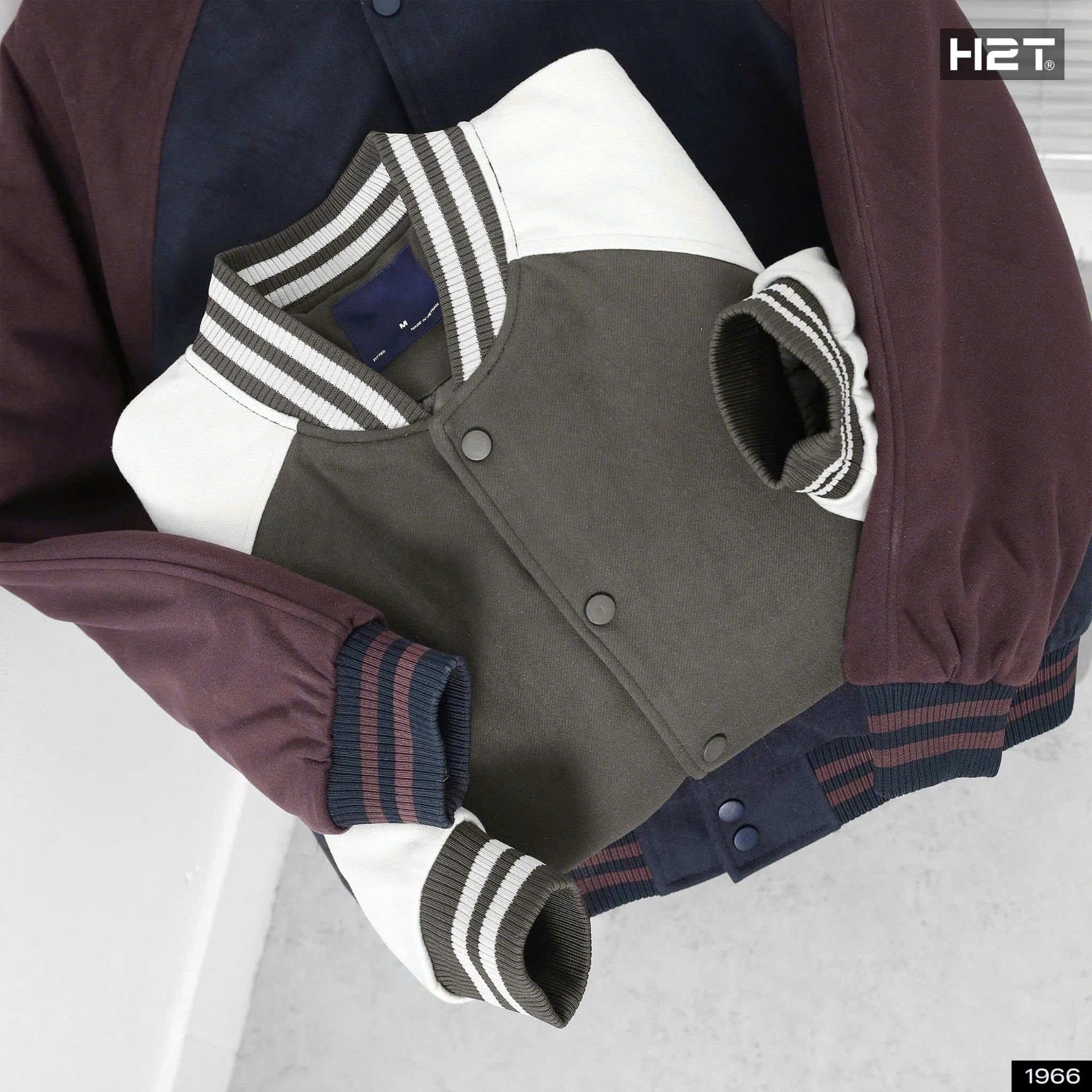  Áo Bomber Dạ Phối Tay Raglan 1966 