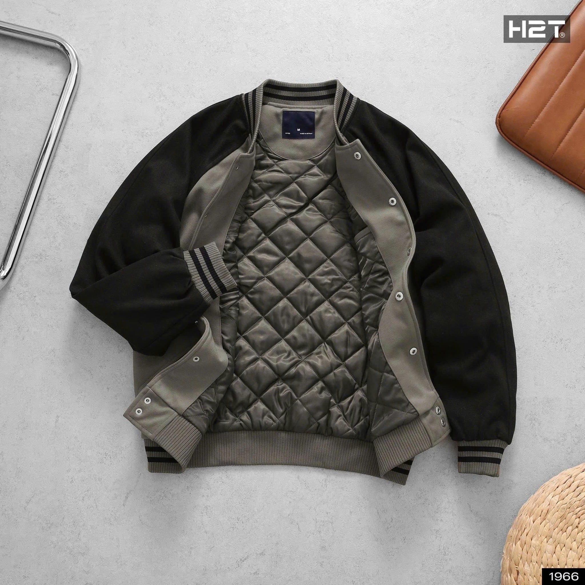  Áo Bomber Dạ Phối Tay Raglan 1966 