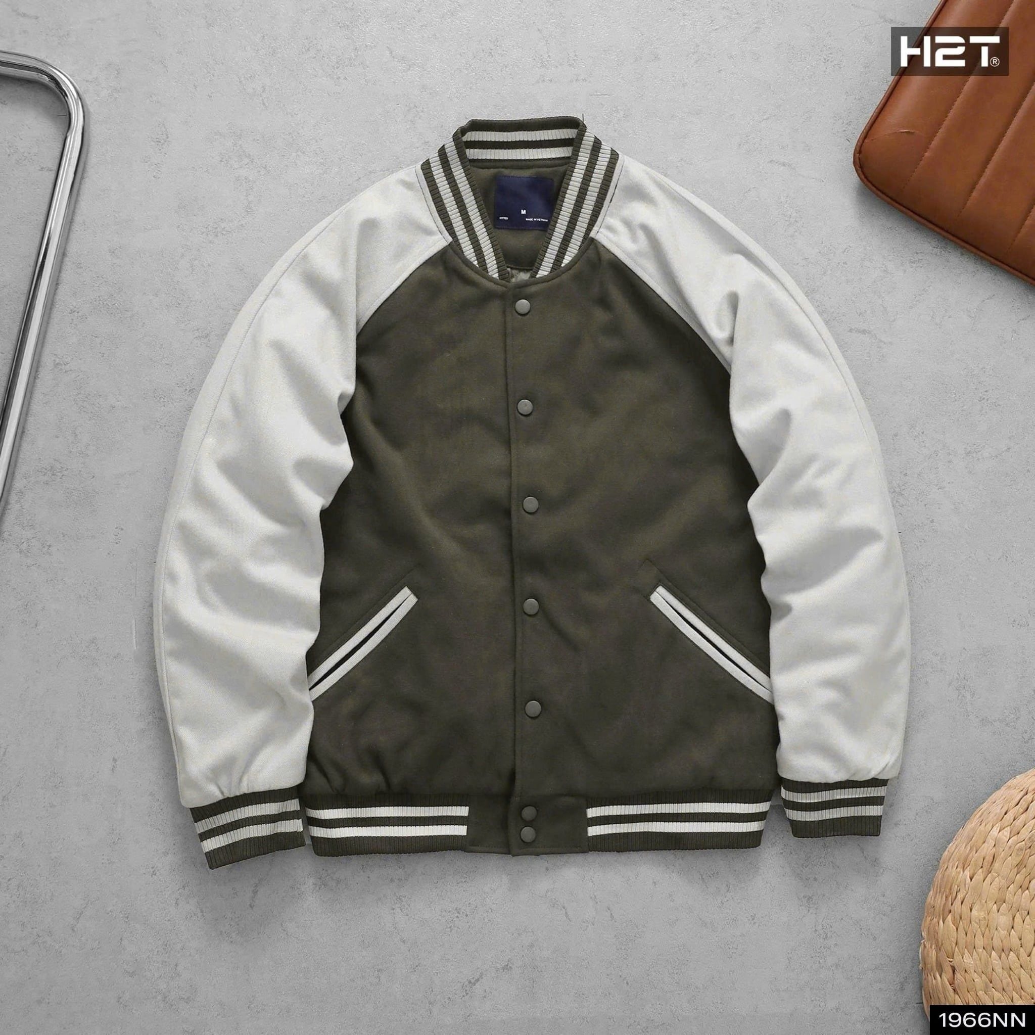  Áo Bomber Dạ Phối Tay Raglan 1966 