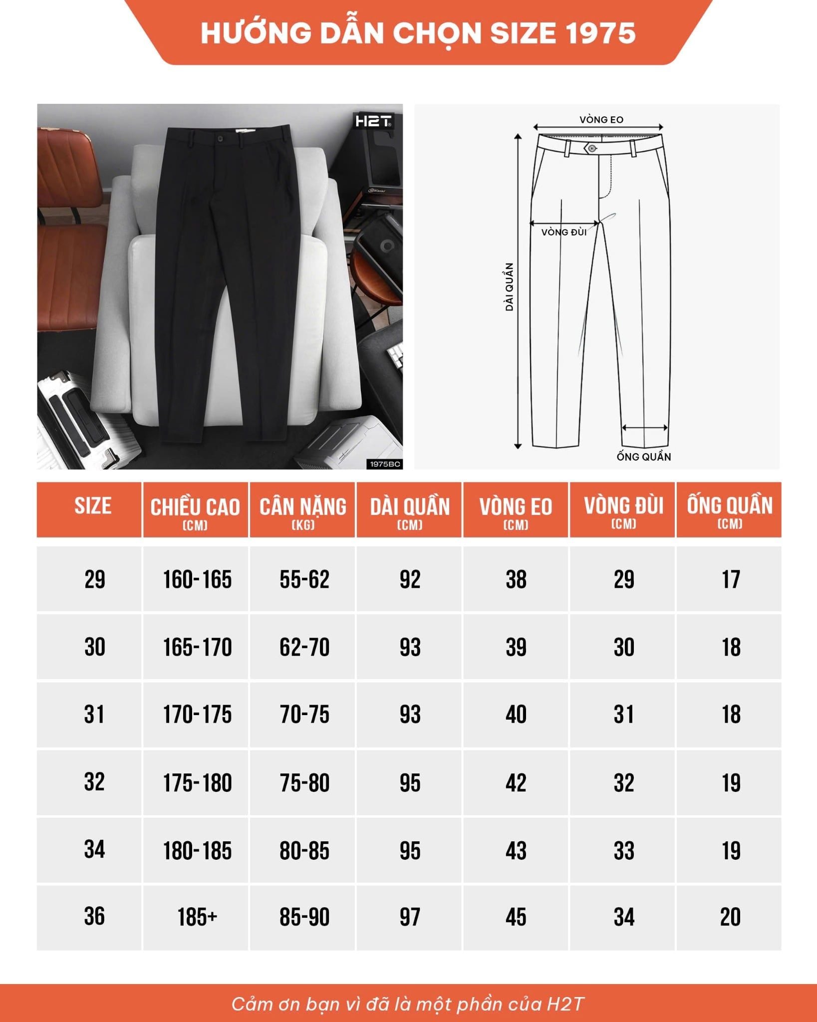  Quần Âu Slim Fit Basic 1975 
