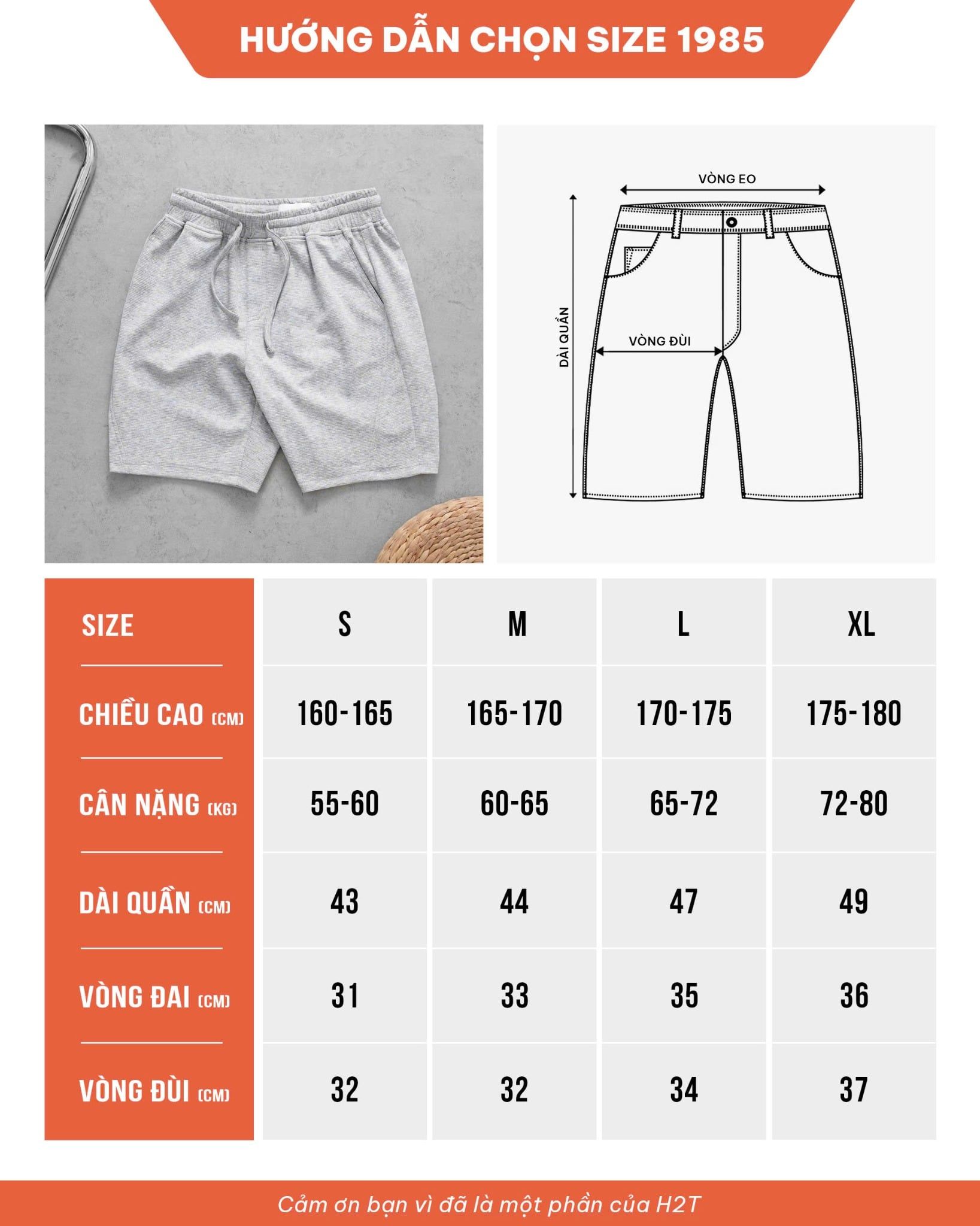  Quần Short Vải Dệt Waffle 1985 