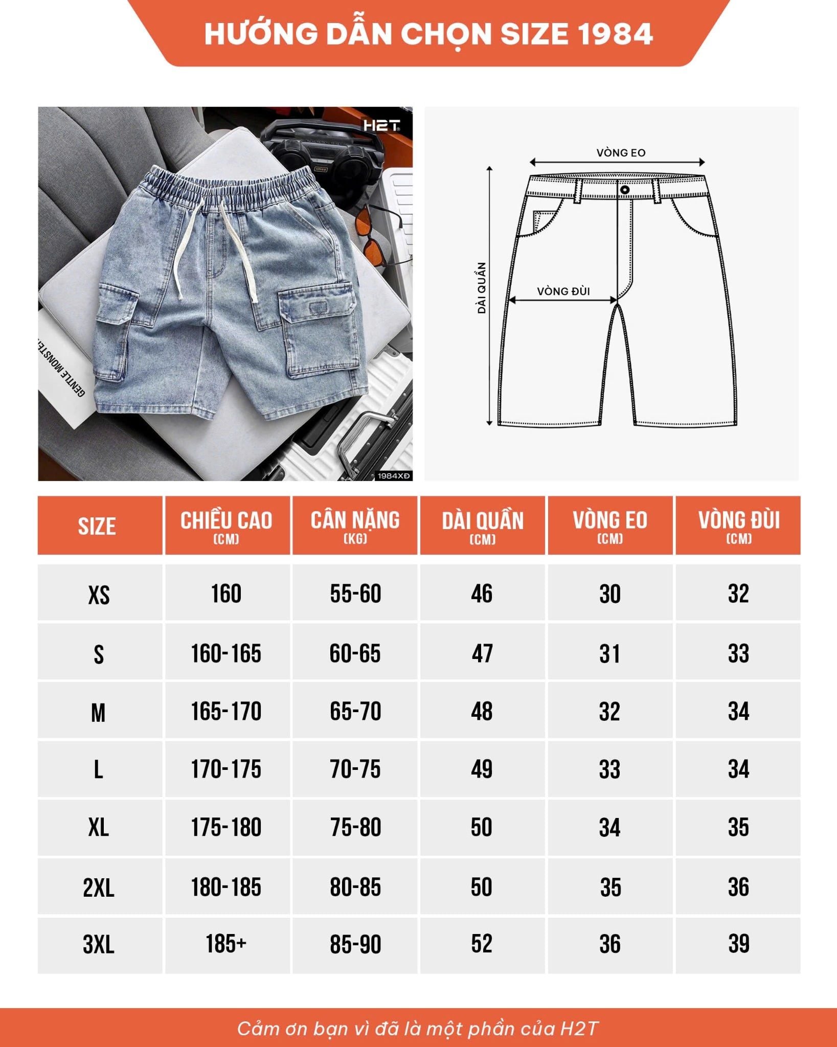  Quần Short Jeans Túi Hộp 1984 