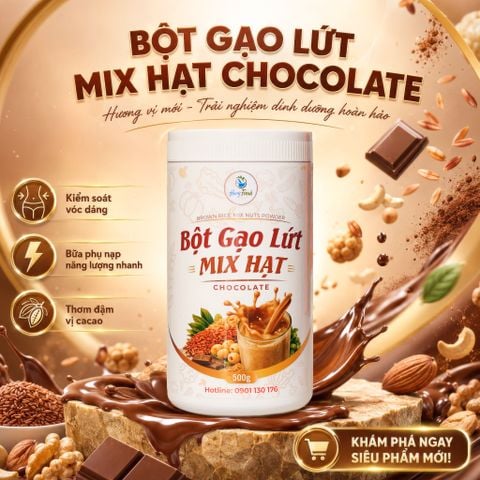 Bột Gạo Lứt Mix Hạt Chocolate Hung Foods 500g