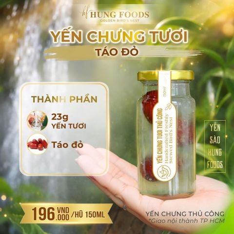Yến Chưng Tươi Táo Đỏ Hung Foods - Chưng Thủ Công Theo Đơn, Phân Loại 75ml/150ml