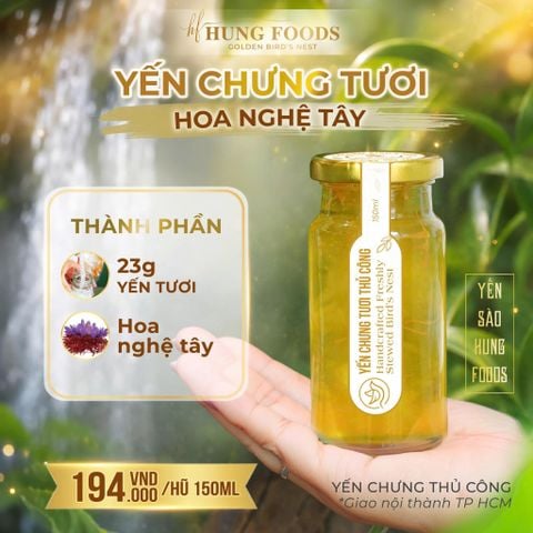 Yến Chưng Tươi Hoa Nghệ Tây Hung Foods - Chưng Thủ Công, Phân Loại 75ml/150ml
