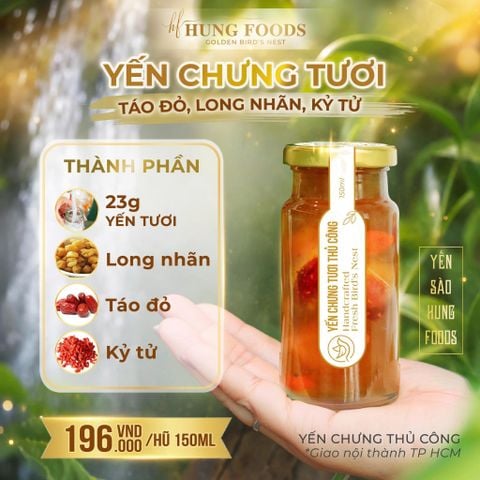 Yến Chưng Tươi Táo Đỏ Long Nhãn Kỷ Tử Hung Foods - Chưng Thủ Công, Phân Loại 75ml/150ml