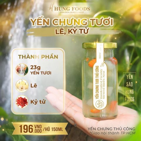 Yến Chưng Tươi Lê Kỷ Tử Hung Foods - Chưng Thủ Công, Phân Loại 75ml/150ml