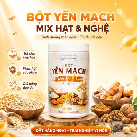Combo 5 Hũ Bột Yến Mạch Mix Hạt & Nghệ Hung Foods 500g - Mua 5 Tặng 1