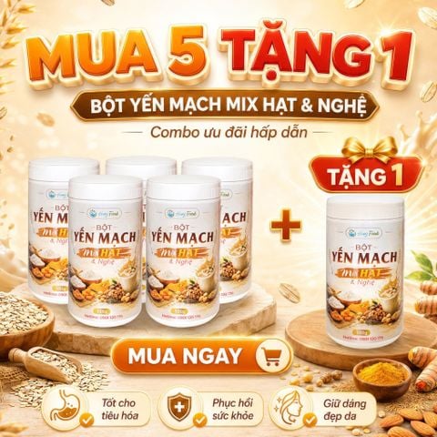 Combo 5 Hũ Bột Yến Mạch Mix Hạt & Nghệ Hung Foods 500g - Mua 5 Tặng 1