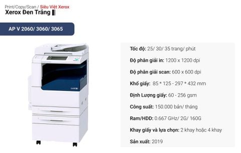 MÁY PHOTOCOPY XEROX ĐÃ QUA SỬ DỤNG V 2060/3060/3065