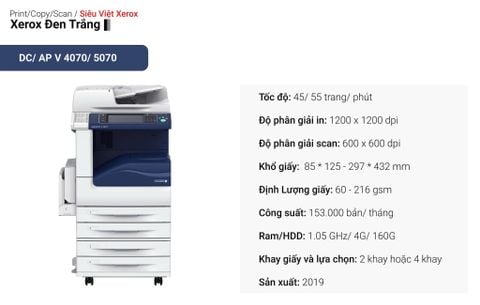 MÁY PHOTOCOPY XEROX ĐÃ QUA SỬ DỤNG V4070/5070