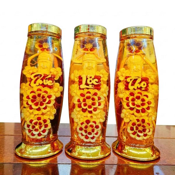  Bình Sâm Điêu Khắc Phúc Lộc Thọ Số 10 Elip 9 Lít (Bộ 3 Bình) - Mẫu 1 