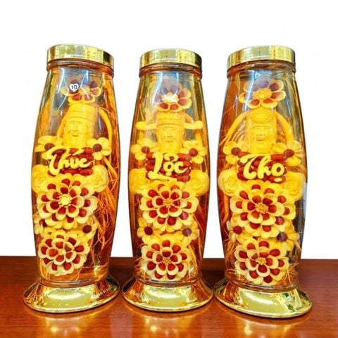 Bình Sâm Điêu Khắc Phúc Lộc Thọ Số 10 Elip 9 Lít (Bộ 3 Bình) - Mẫu 1