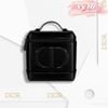 Túi đựng makeup Dior DA ĐEN BÓNG 12.5 x 12.5 x 12.5 cm