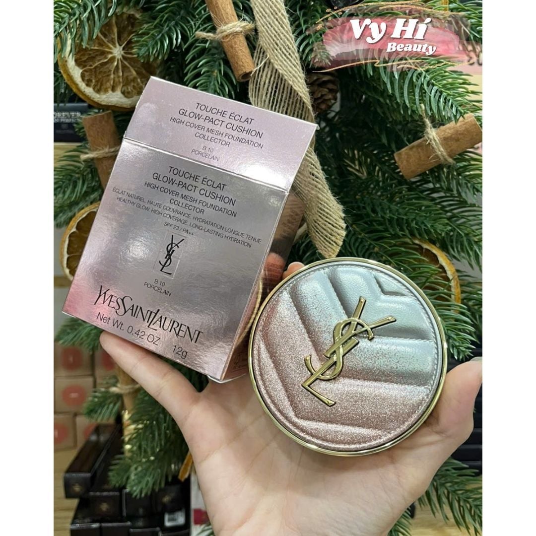 Cushion YSL VỎ KIM TUYẾN HỒNG Bling Bling High Cover Mesh Foundation Collector 12g