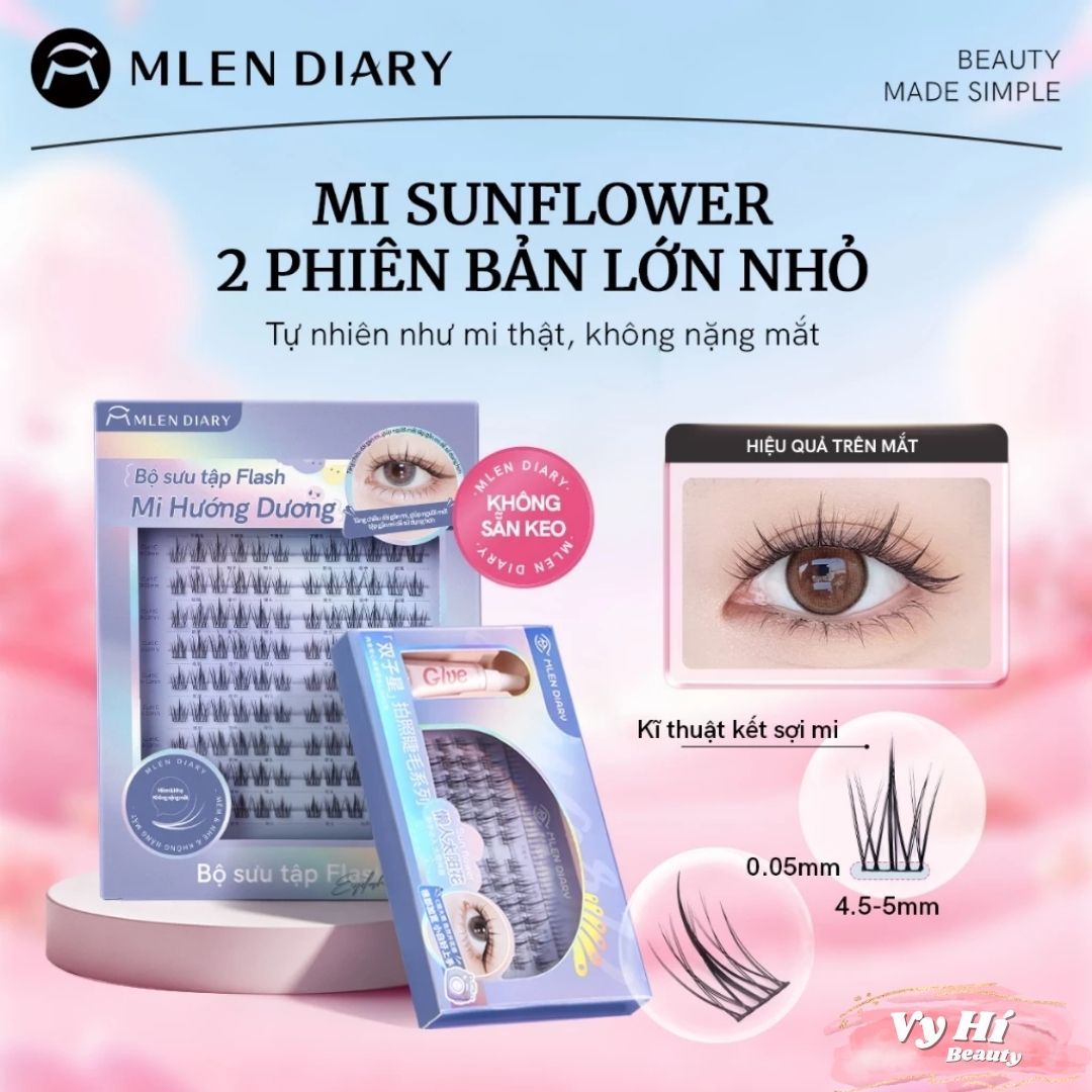 Mi Giả Mlen Diary Hoa Hướng Dương Lông Cụm Cong Tự Nhiên Mềm Mại