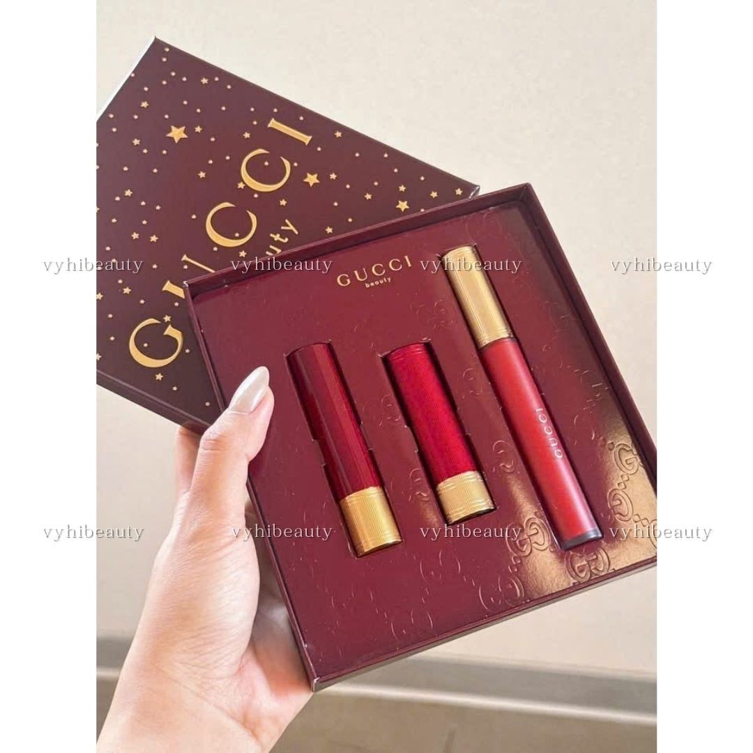 Set 3 son Gucci 509 gồm son thỏi + son dưỡng + son kem