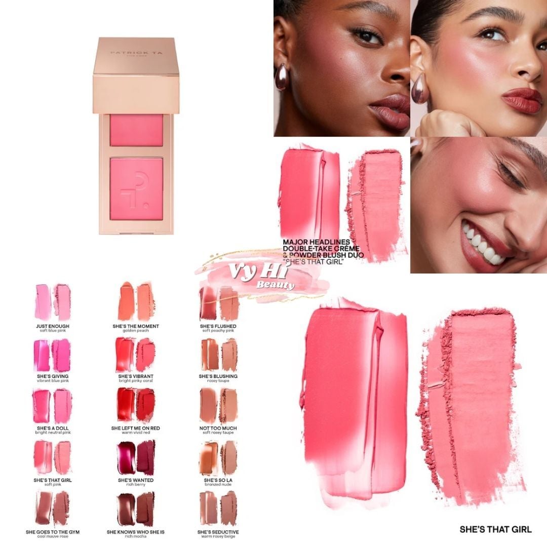Bảng má Patrick TA 2 ô Double Take Crème & Powder Blush MINI 1.6g và 2.6g