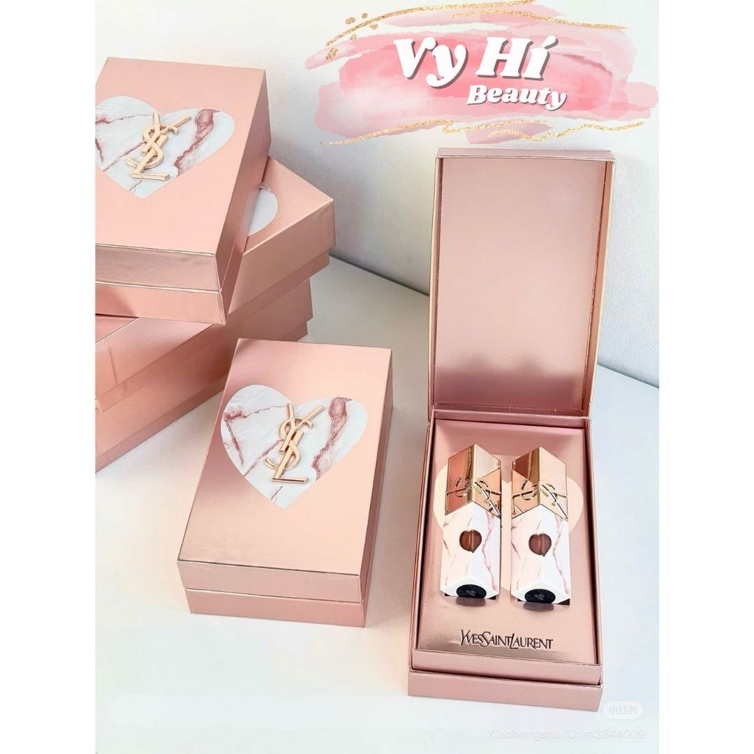Set YSL gồm 2 son The Inks Vinyl Cream BST ROSE MARBLE