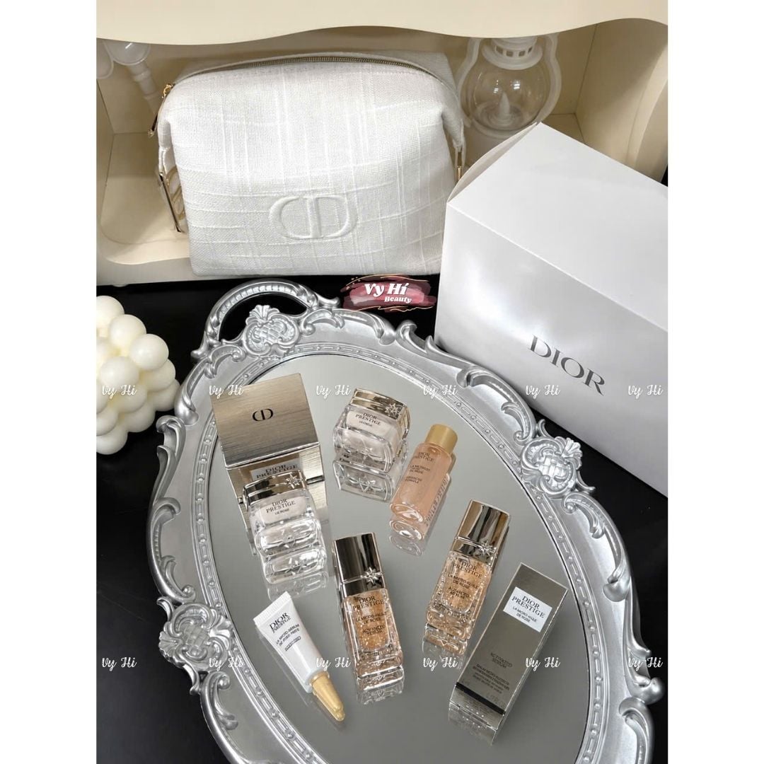 Set Dior PRESTIGE 7 món gồm 6 món dưỡng da MINI + túi vải trắng + box giấy