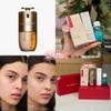 Set Clarins 4 món gồm kem nền Double Serum + kem chống nắng 10ml + nước tẩy trang 30ml + box giấy đỏ