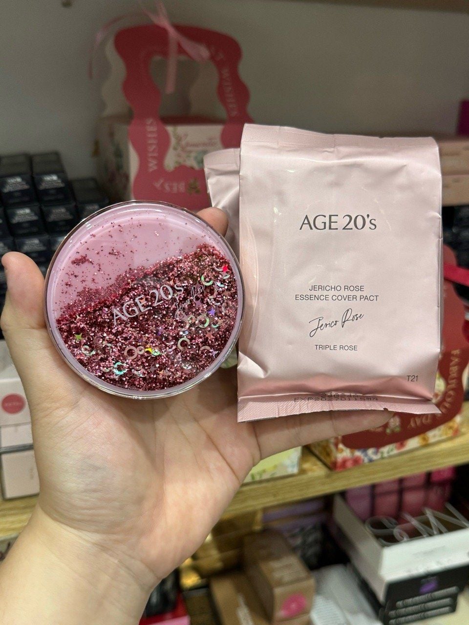 Cushion Age 20's limited VỎ HỒNG Jericho Rose Essence Cover Pact Triple Rose + lõi refill