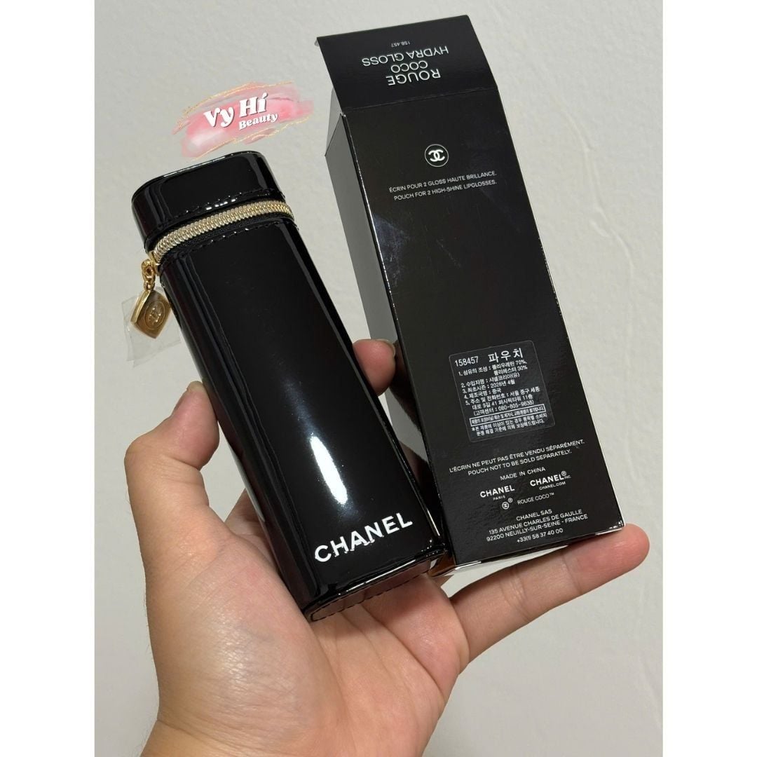 Túi đựng son bóng Chanel Rouge Coco Hydra Gloss da đen bóng