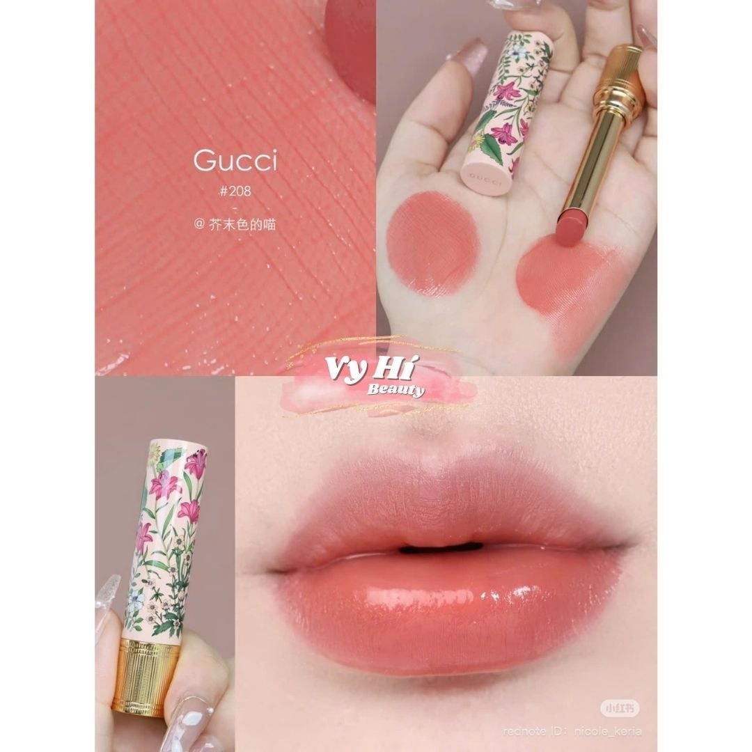 Son thỏi Gucci Glow & Care LIMITED có dưỡng vỏ HOA thuộc BST Flora 1.8g